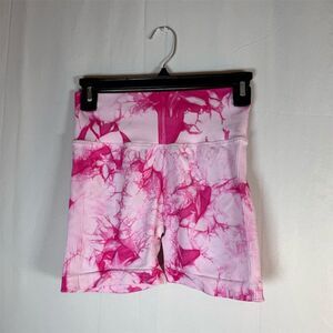 Unbranded Biker Shorts Womens M Pink Tie Dye High Waist Scrunch